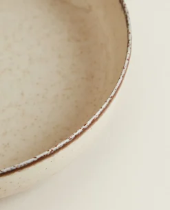 Soup Plates*ZARA Home Porcelain Soup Plate With Antique Finish Rim Ecru