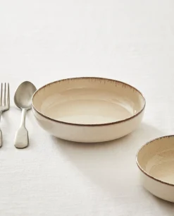 Soup Plates*ZARA Home Porcelain Soup Plate With Antique Finish Rim Ecru