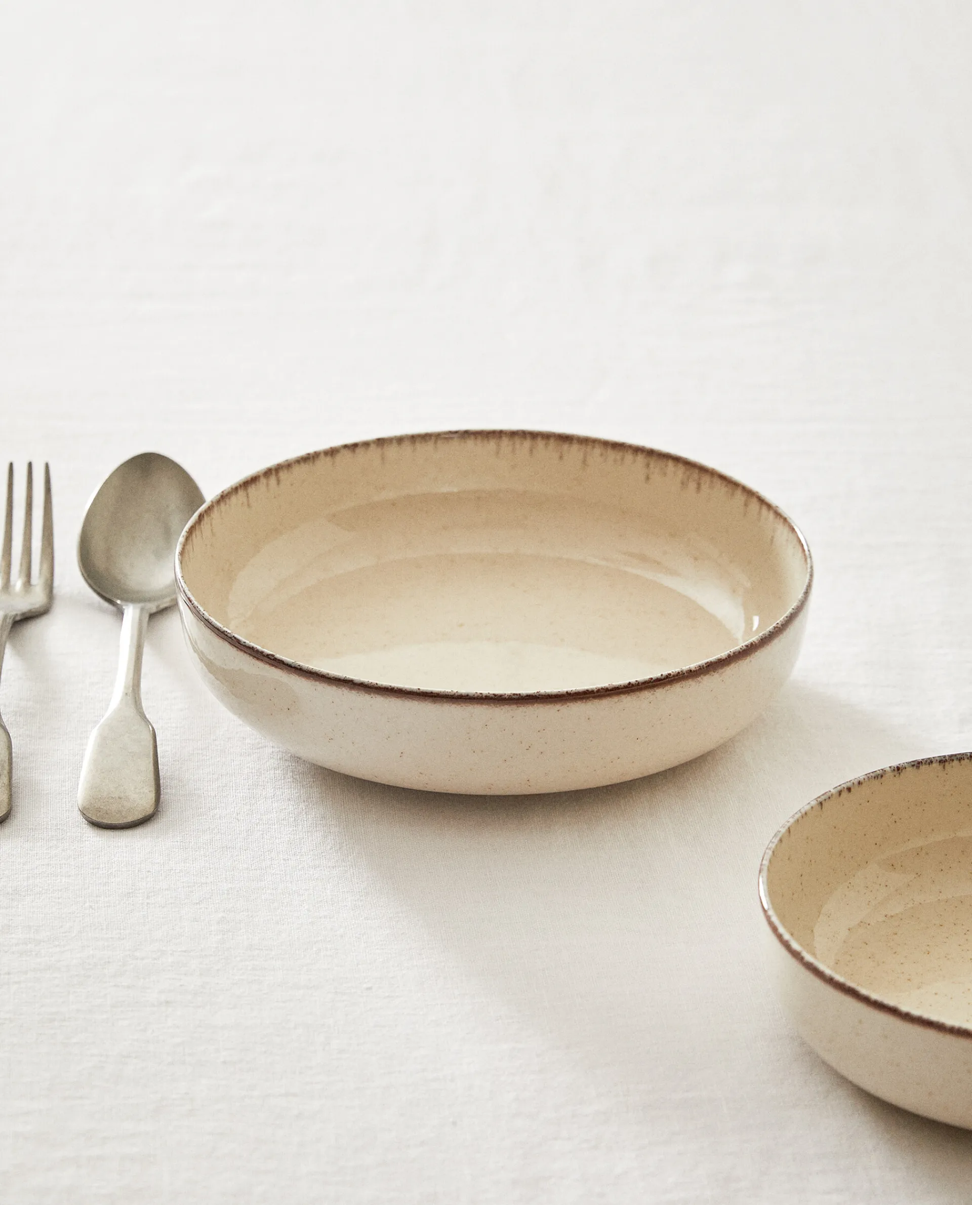 Soup Plates*ZARA Home Porcelain Soup Plate With Antique Finish Rim Ecru