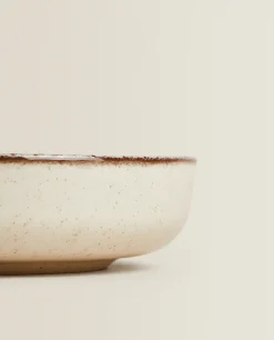 Soup Plates*ZARA Home Porcelain Soup Plate With Antique Finish Rim Ecru