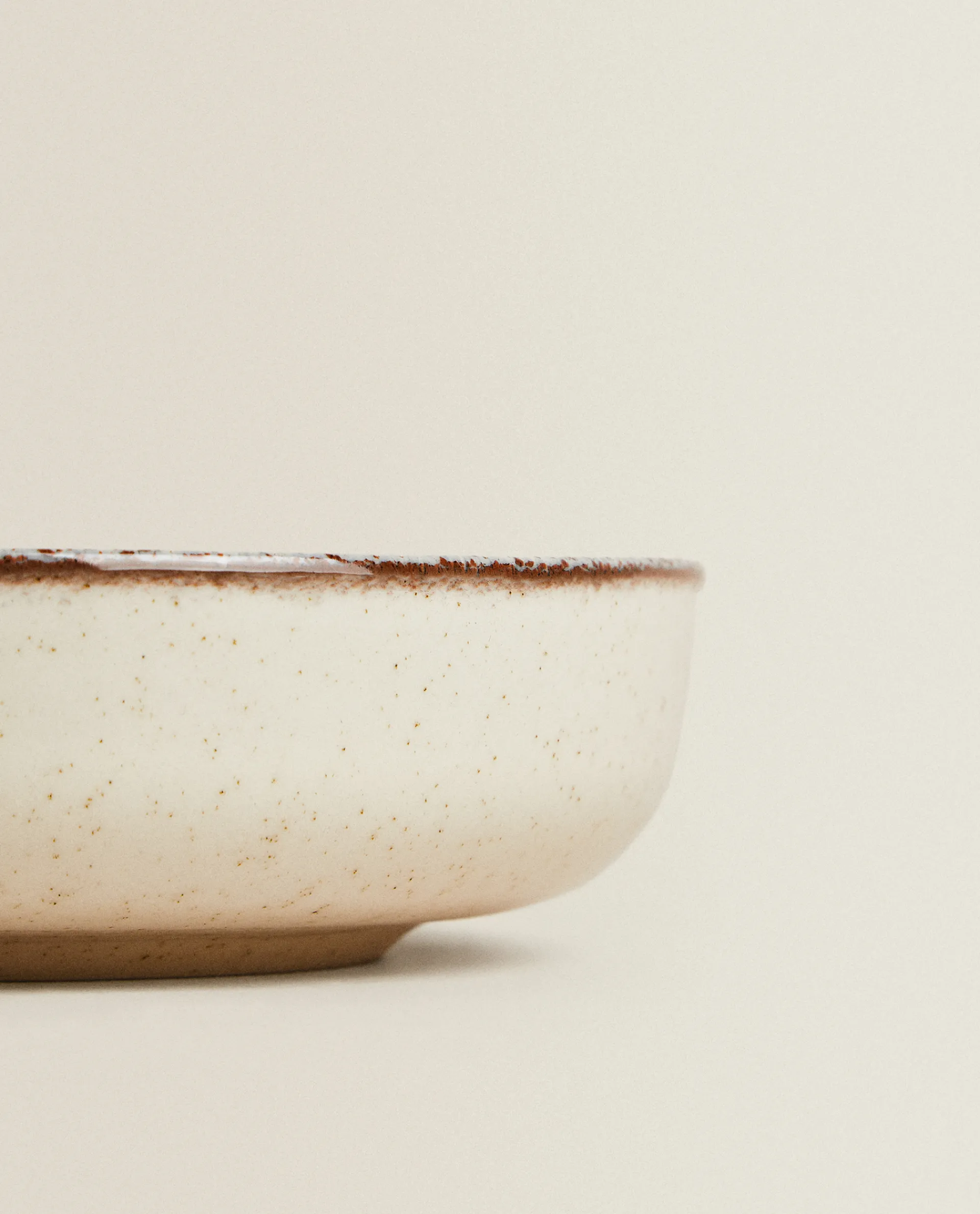 Soup Plates*ZARA Home Porcelain Soup Plate With Antique Finish Rim Ecru