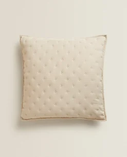Quilts*ZARA Home Quilted Dotted Throw Pillow Cover Beige