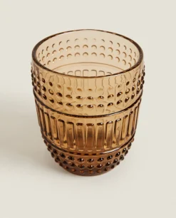 Tumblers*ZARA Home Raised Design Glass Tumbler Brown