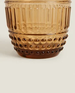 Tumblers*ZARA Home Raised Design Glass Tumbler Brown