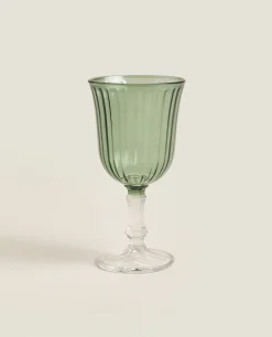 Glasses And Flutes*ZARA Home Raised Design Wine Glass Green