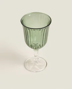 Glasses And Flutes*ZARA Home Raised Design Wine Glass Green