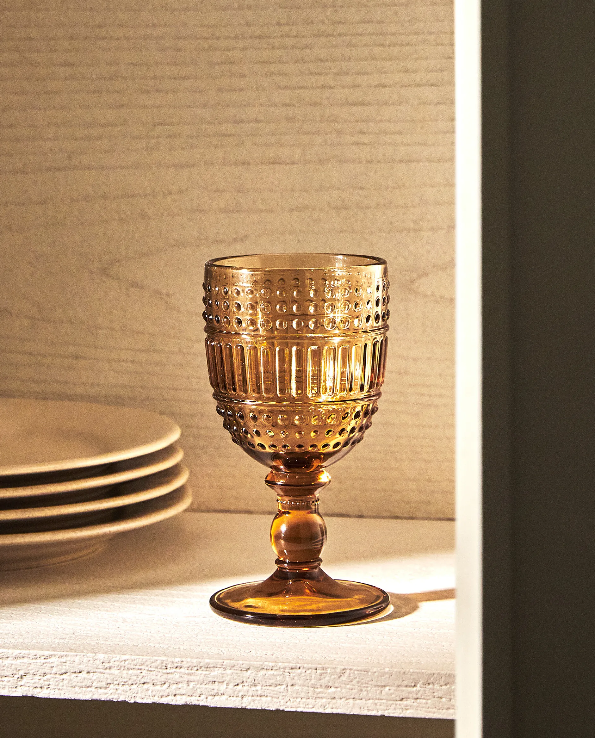 Glasses And Flutes*ZARA Home Raised Design Wine Glass Brown