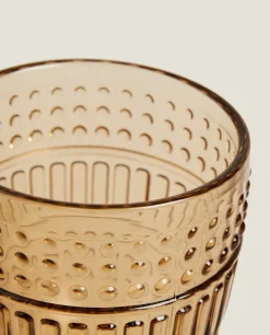 Glasses And Flutes*ZARA Home Raised Design Wine Glass Brown