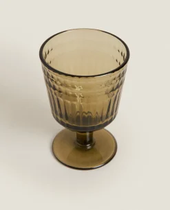 Glasses And Flutes*ZARA Home Raised Design Wine Glass Green