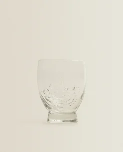 Tumblers*ZARA Home Raised Floral Design Glass Tumbler Transparent