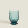 Tumblers*ZARA Home Raised Floral Design Glass Tumbler Blue