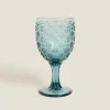 Glasses And Flutes*ZARA Home Raised Floral Design Wine Glass Blue