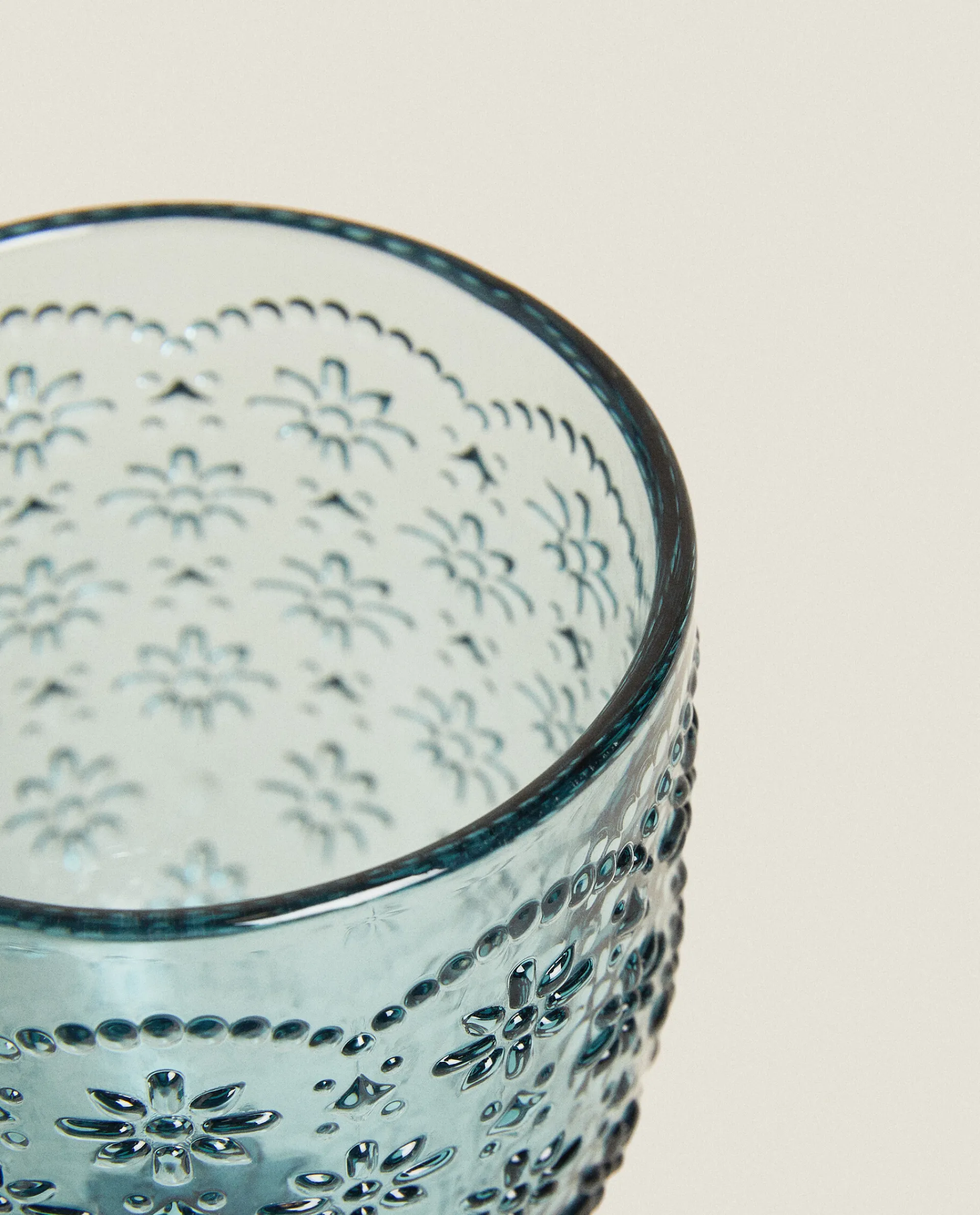 Glasses And Flutes*ZARA Home Raised Floral Design Wine Glass Blue