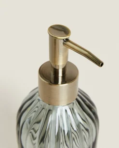 Dispensers*ZARA Home Raised Wavy Design Glass Dispenser Grey