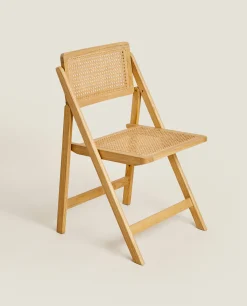 Chairs & Armchairs*ZARA Home Rattan And Wood Folding Chair Natural Colour