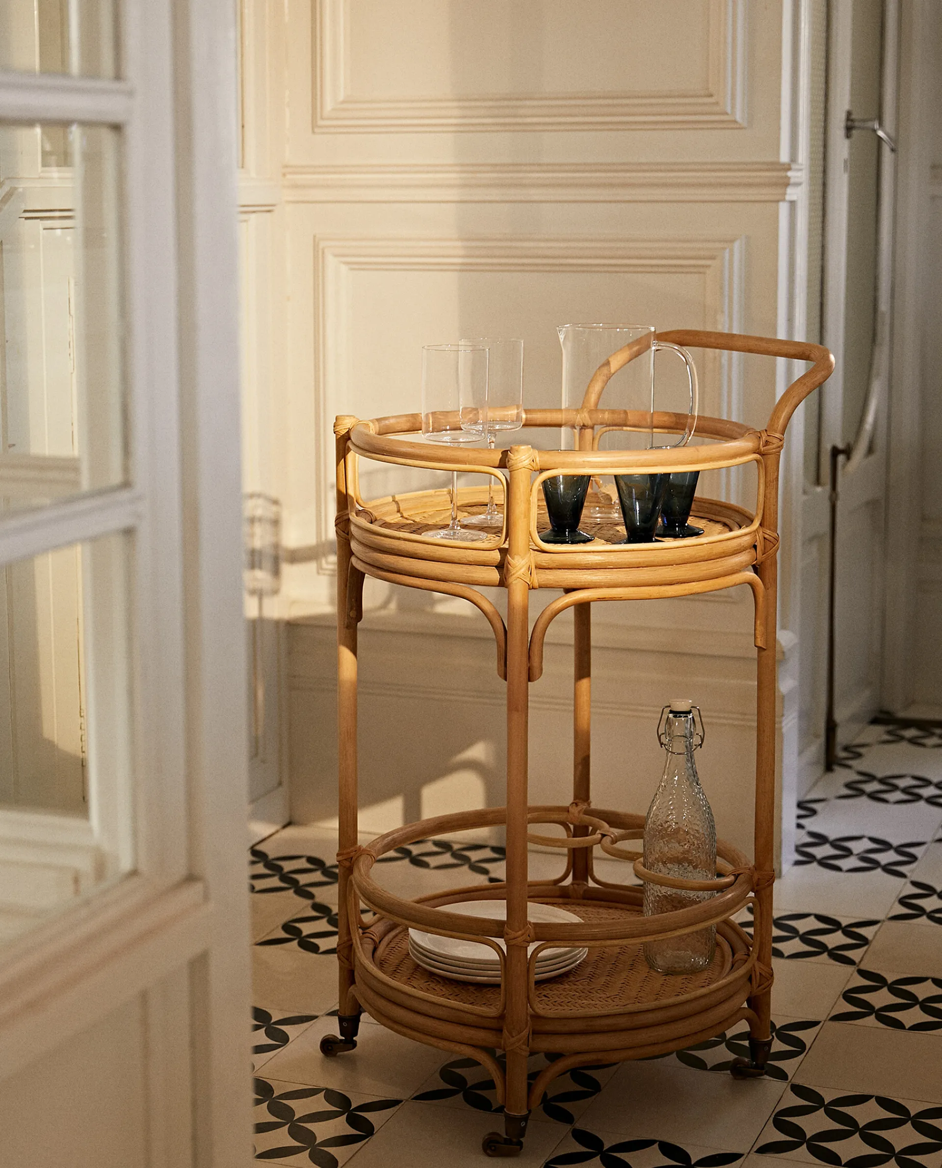 Furniture*ZARA Home Rattan Trolley Natural Colour