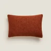 Solid*ZARA Home Rectangular Wool Throw Pillow Cover Russet