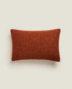 Solid*ZARA Home Rectangular Wool Throw Pillow Cover Russet