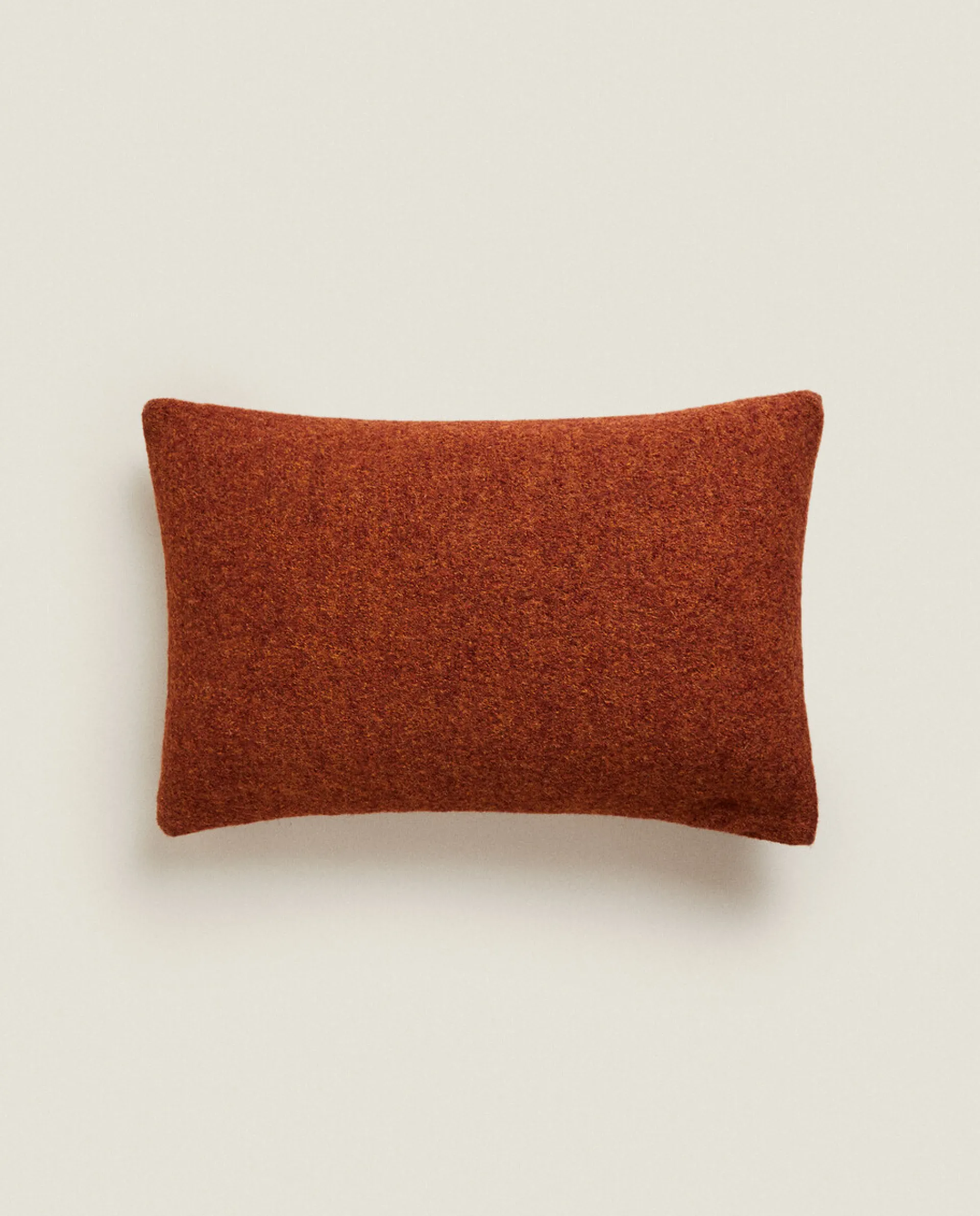 Solid*ZARA Home Rectangular Wool Throw Pillow Cover Russet