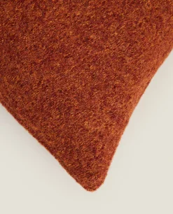 Solid*ZARA Home Rectangular Wool Throw Pillow Cover Russet