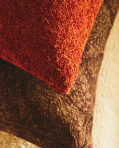 Solid*ZARA Home Rectangular Wool Throw Pillow Cover Russet