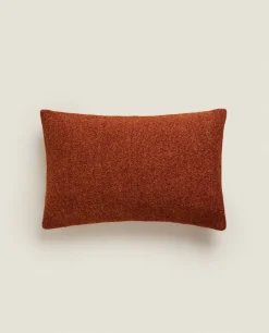 Solid*ZARA Home Rectangular Wool Throw Pillow Cover Russet