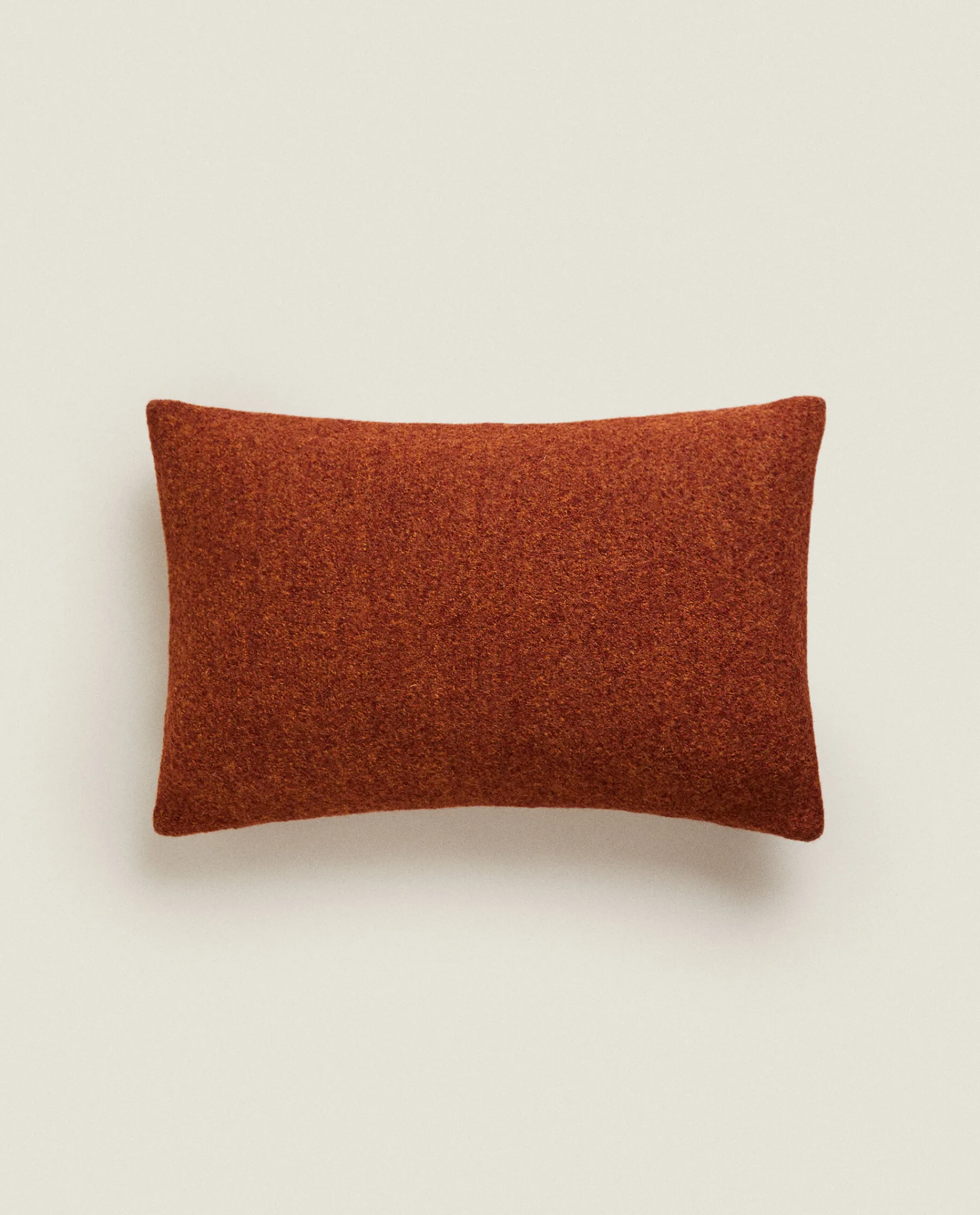 Solid*ZARA Home Rectangular Wool Throw Pillow Cover Russet