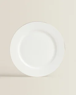Dinner Plates*ZARA Home Rimmed Bone China Dinner Plate Golden