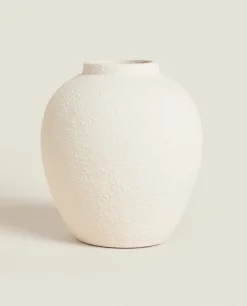 Vases*ZARA Home Rough Earthenware Vase White