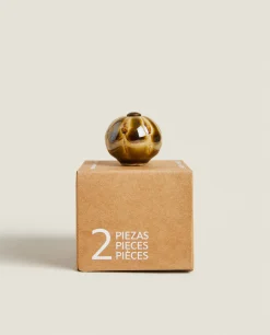 Door Knobs*ZARA Home Round Ceramic Door Knob (Pack Of 2) Green