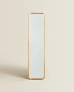 Mirrors*ZARA Home Round Full-Length Mirror With Frame Natural Colour