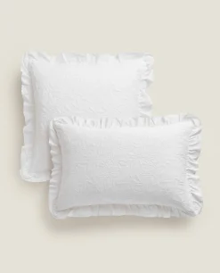 Bedspreads*ZARA Home Ruffle Throw Pillow Cover White