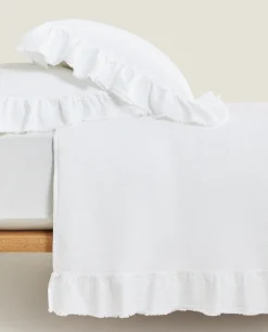 Bedspreads*ZARA Home Ruffle Trim Bedspread White