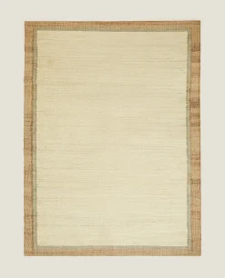 Solid*ZARA Home Rug With Contrast Border Natural Colour