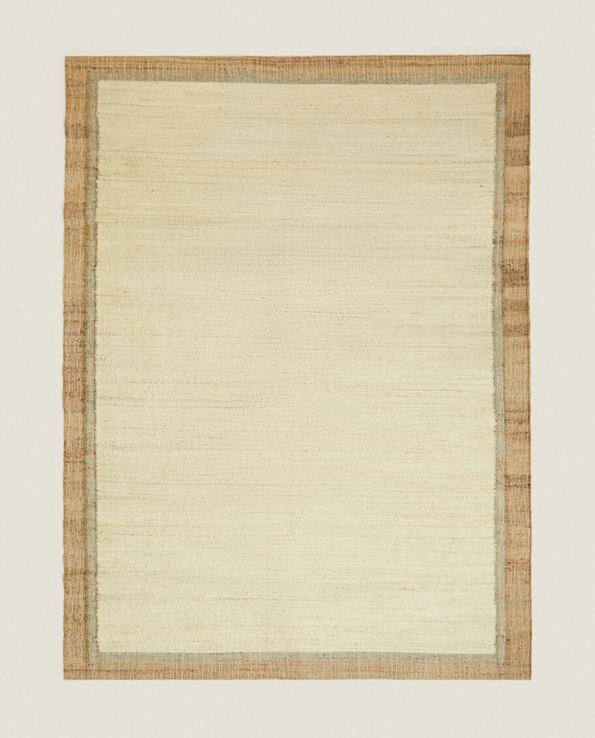 Solid*ZARA Home Rug With Contrast Border Natural Colour