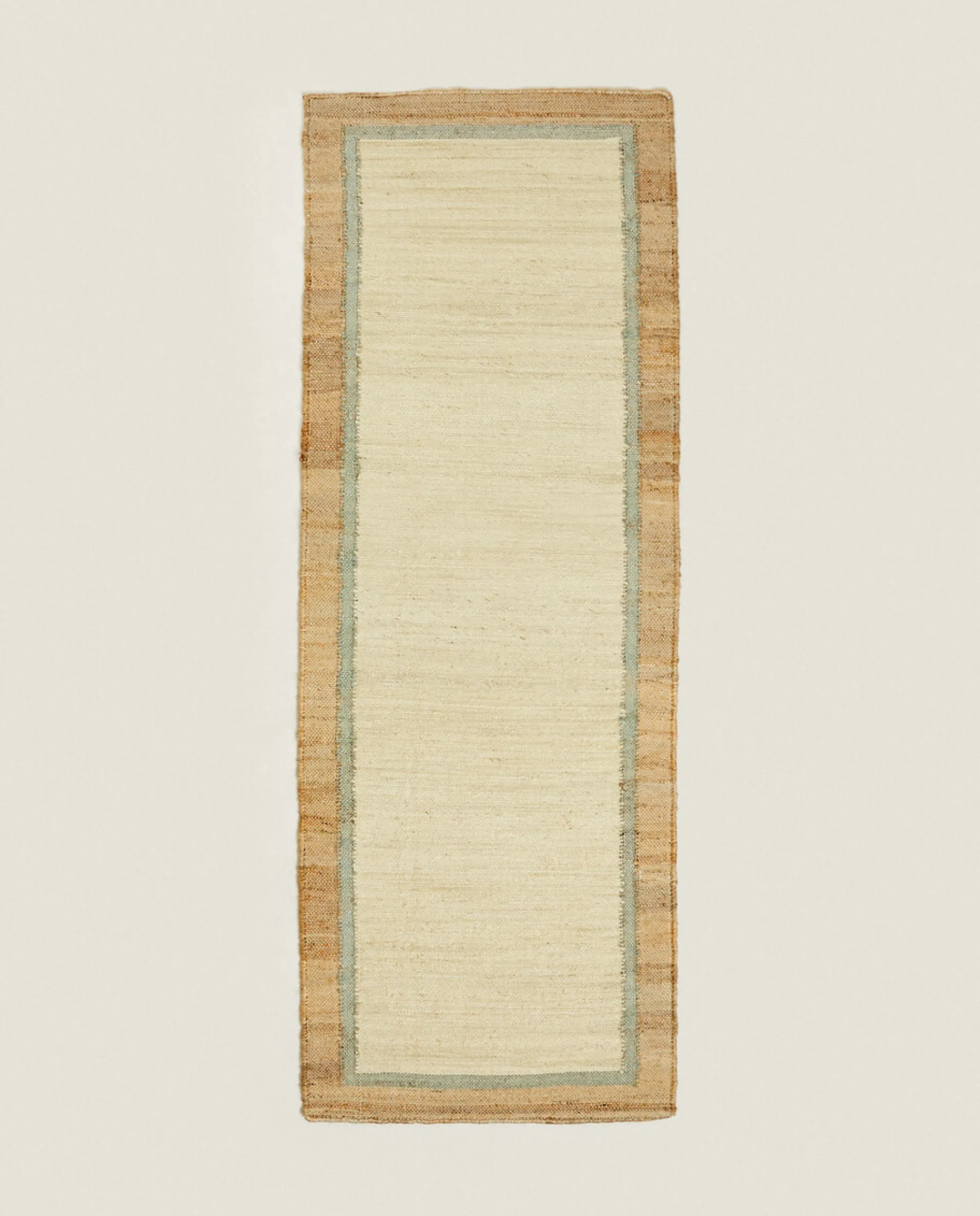 Solid*ZARA Home Rug With Contrast Border Natural Colour