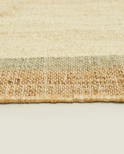 Solid*ZARA Home Rug With Contrast Border Natural Colour