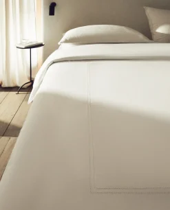 Flat Sheets*ZARA Home Sateen Flat Sheet With Double Hemstitching White