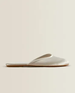 Woman*ZARA Home Sateen Slingback Slippers Beige
