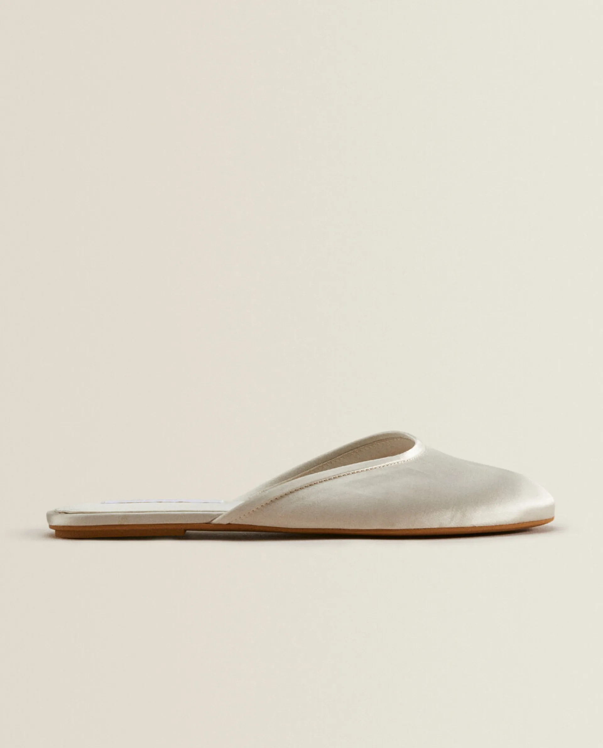 Woman*ZARA Home Sateen Slingback Slippers Beige