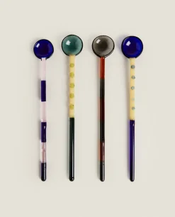 Borosilicate Glass*ZARA Home Set Of Borosilicate Glass Tablespoons Green