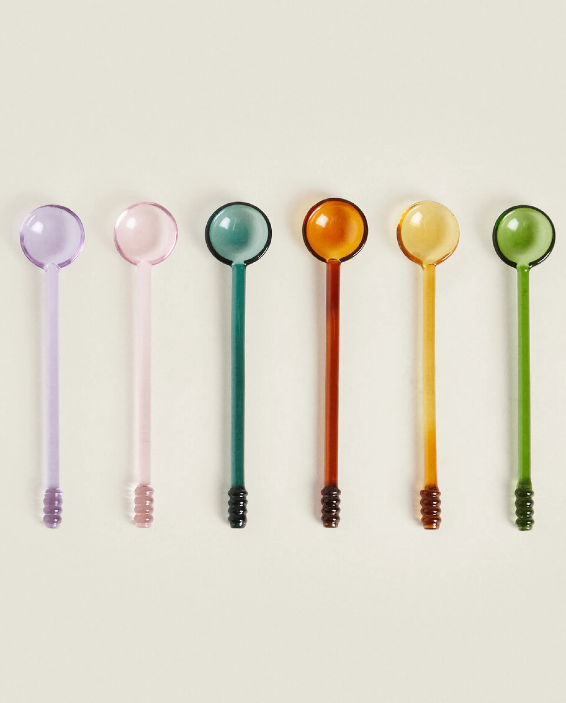 Borosilicate Glass*ZARA Home Set Of Borosilicate Glass Dessert Spoons Green