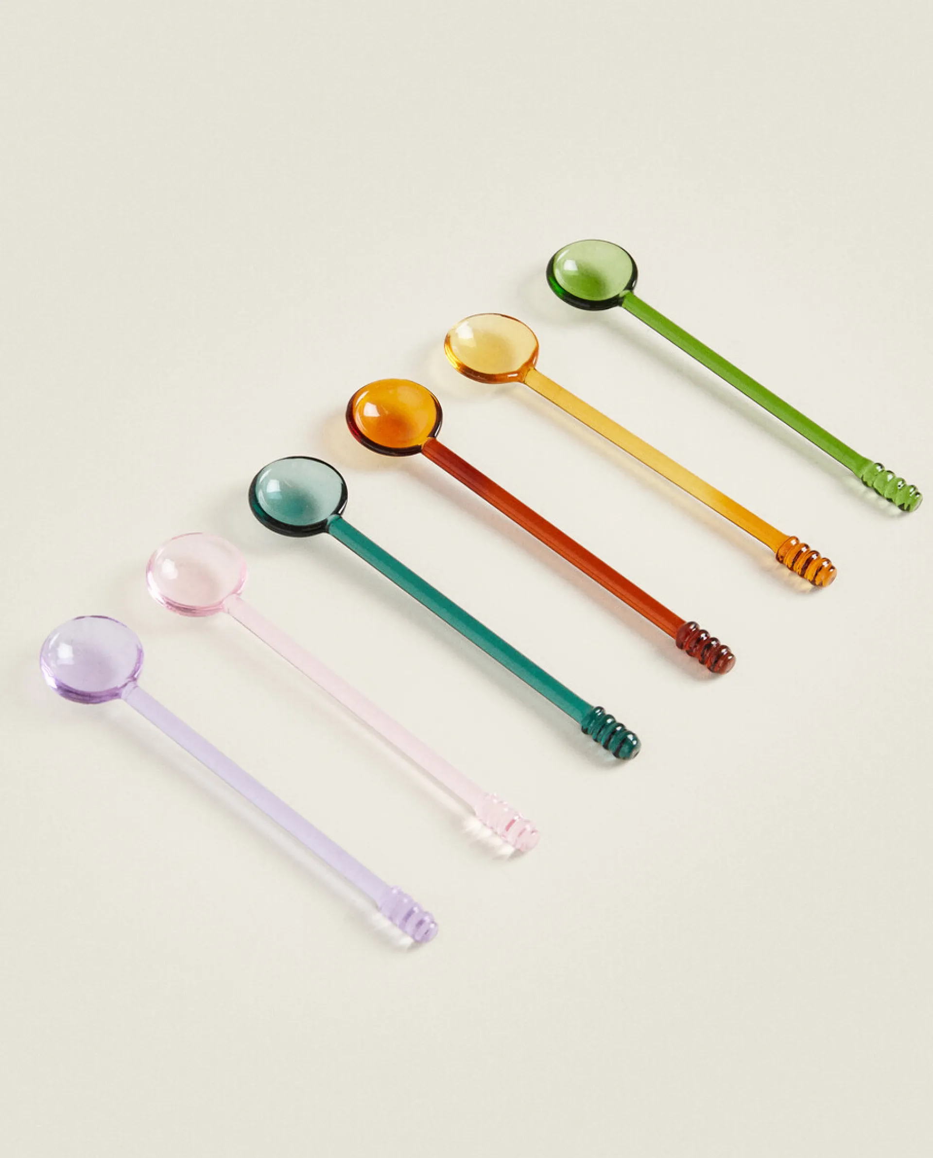 Borosilicate Glass*ZARA Home Set Of Borosilicate Glass Dessert Spoons Green