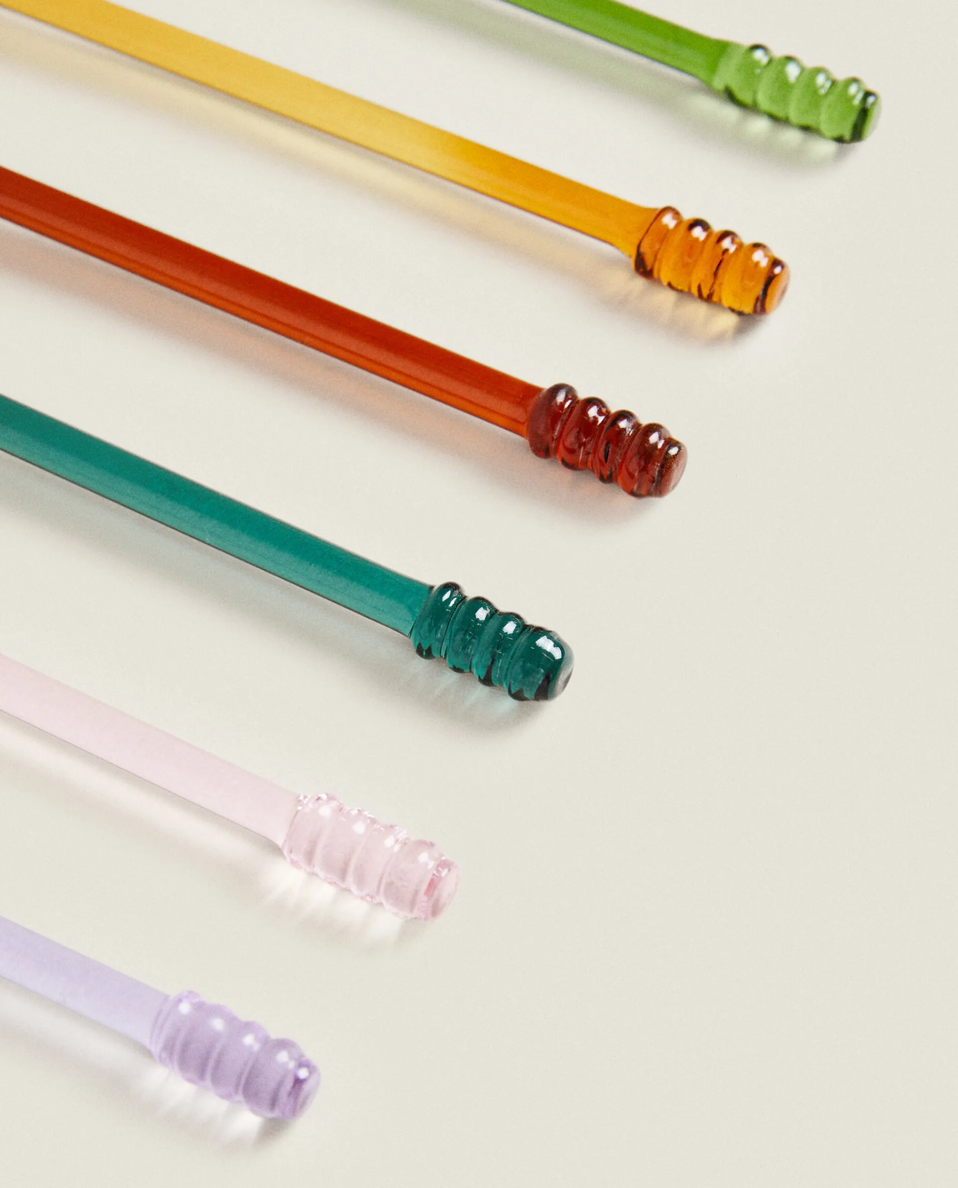 Borosilicate Glass*ZARA Home Set Of Borosilicate Glass Dessert Spoons Green