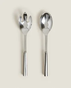 Cutlery*ZARA Home Set Of Striped Serving Sets (2 Units) Black/Ecru