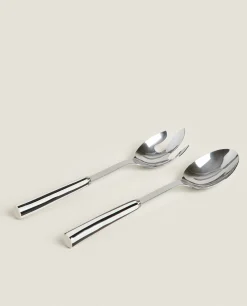 Cutlery*ZARA Home Set Of Striped Serving Sets (2 Units) Black/Ecru