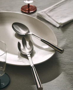 Cutlery*ZARA Home Set Of Striped Serving Sets (2 Units) Black/Ecru