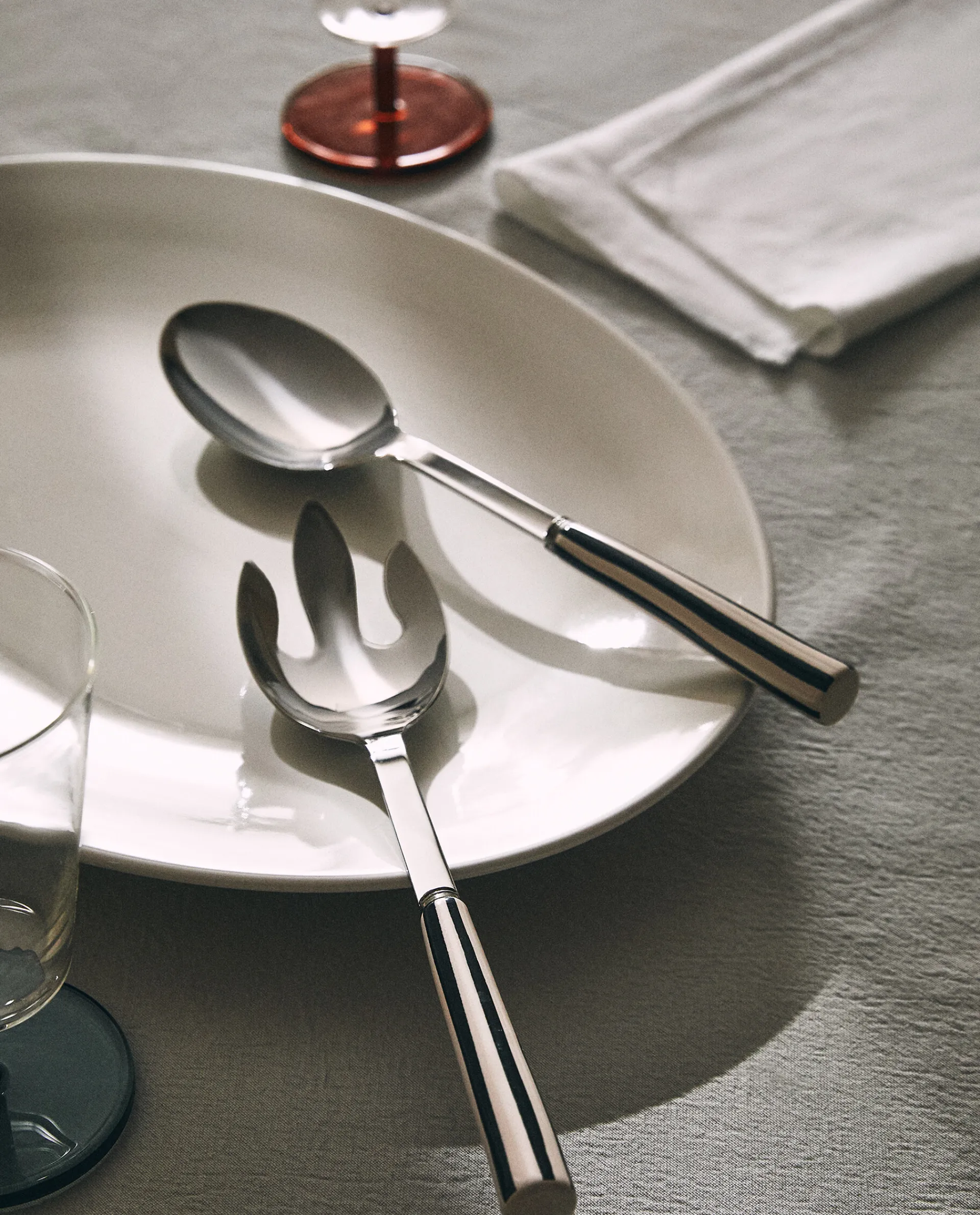 Cutlery*ZARA Home Set Of Striped Serving Sets (2 Units) Black/Ecru