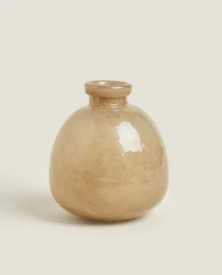 Vases*ZARA Home Shiny Glass Vase Beige