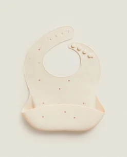 Mealtime*ZARA Home Silicone Heart Print Bib Pink